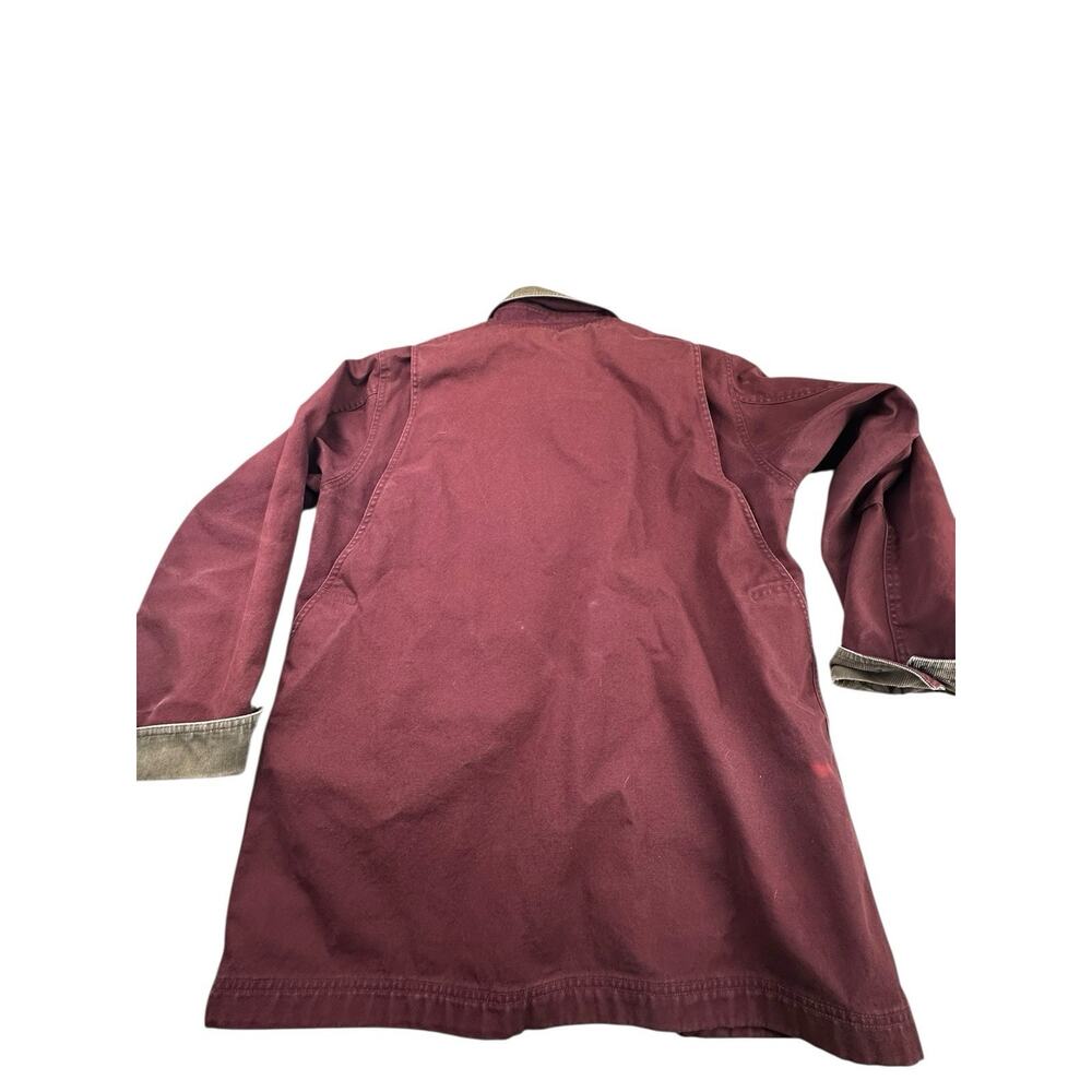 L.L. Bean Women’s Barn Coat Jacket L Canvas Chore Rust Red Corduroy Collar - Picture 15 of 16